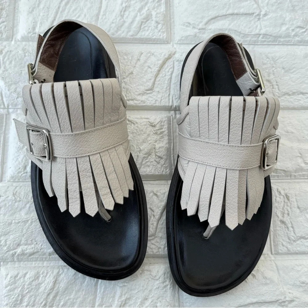 Marni Leather Fringe Sling  Back slides / sandals 36